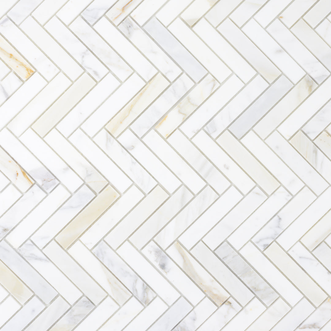 Calacatta Herringbone (1" x 4")