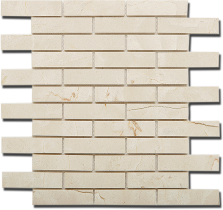 Marfil Polished Offset Brick Mosaic (5/8 x 1 ¼) - Sample