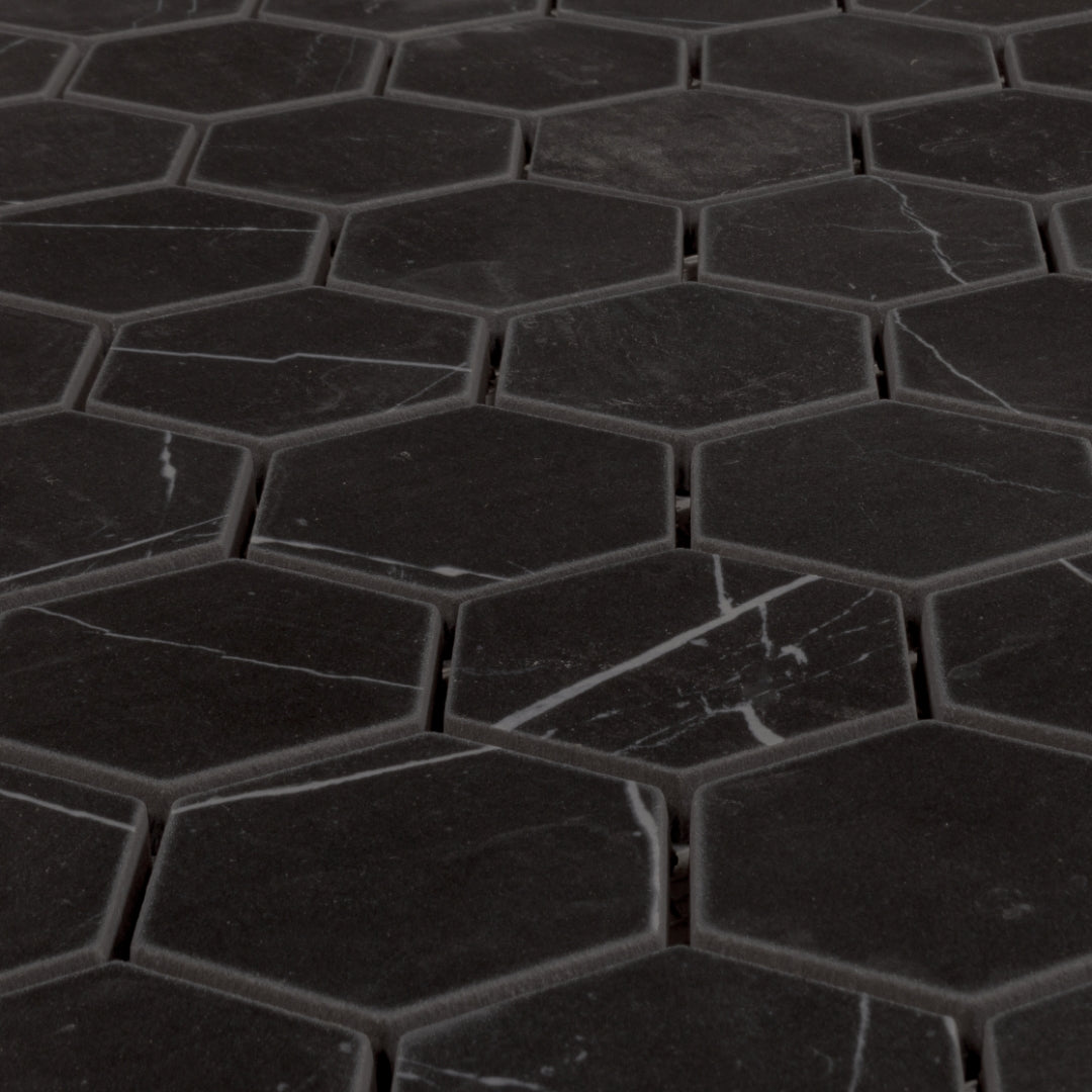 Marquina Natural 2" Hexagon Mosaic