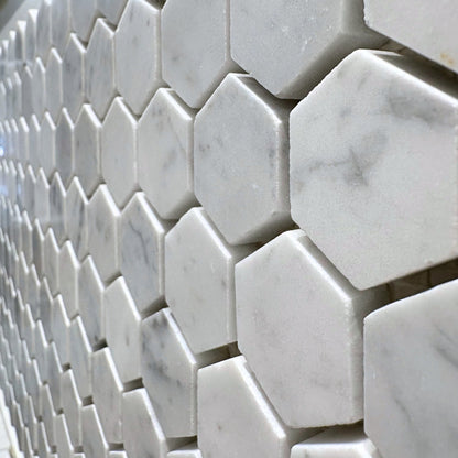 Bianco Carrara Polished (1 1/4" x 1 1/4" Hex) - 30% markdown