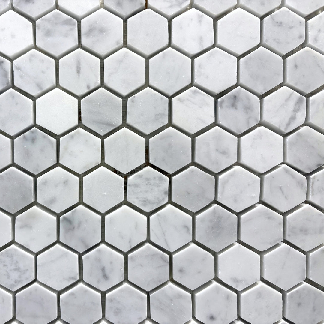 Bianco Carrara Polished (1 1/4" x 1 1/4" Hex) - Sample