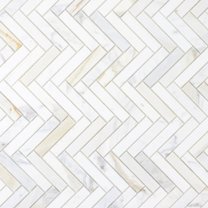 Calacatta Herringbone (1" x 4")