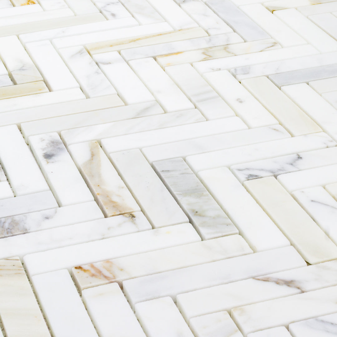 Calacatta Herringbone (1" x 4")