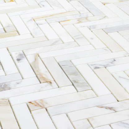 Calacatta Herringbone (1" x 4")