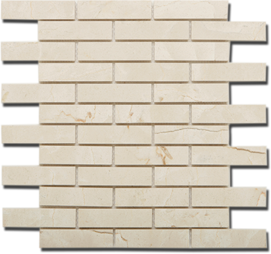 Marfil Polished Offset Brick Mosaic (5/8 x 1 ¼) - Sample