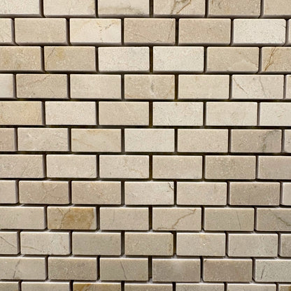 Marfil Polished Offset Brick Mosaic (5/8 x 1 ¼) - 30% mark-down