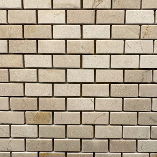 Marfil Polished Offset Brick Mosaic (5/8 x 1 ¼) - 30% mark-down