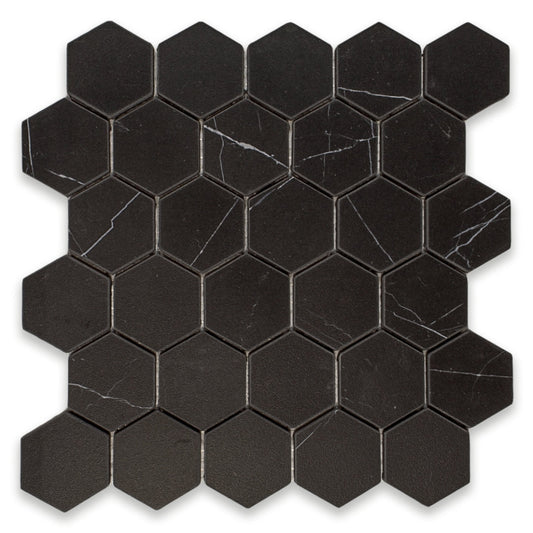 Marquina Natural 2" Hexagon Mosaic - Sample
