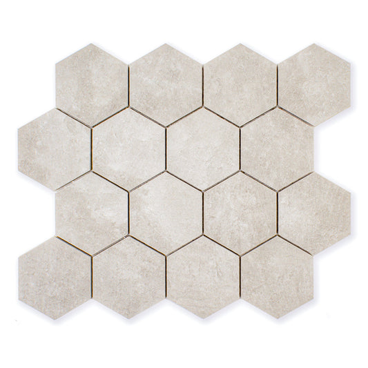 Saltstone Taupe Hexagon Mosaic (3" X 3") - sample