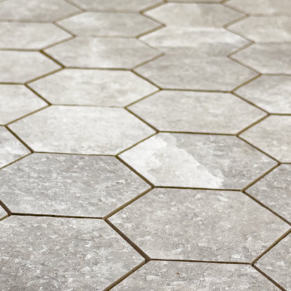 Saltstone Taupe Hexagon Mosaic (3" X 3")