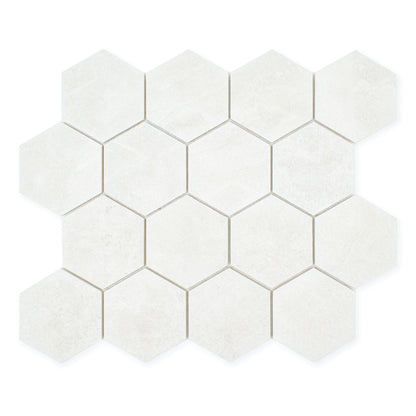 Saltstone Light Hexagon Mosaic (3" X 3")